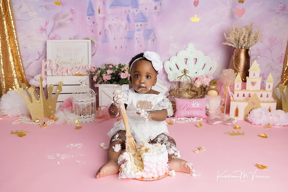 Atlanta Cake Smash Photographer | Pink Princess Baby Studio Session